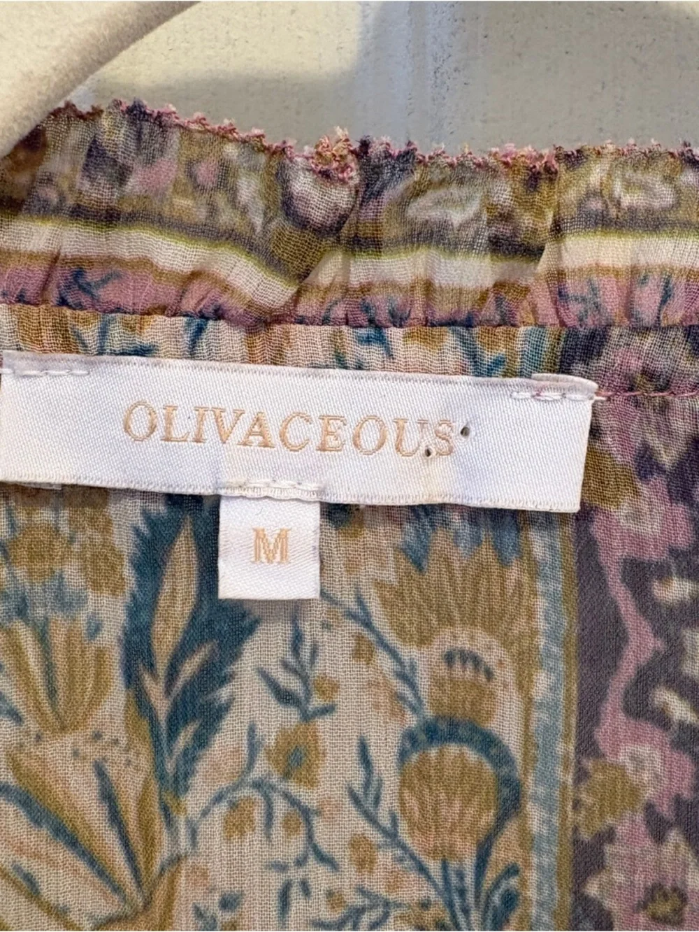 Olivaceous Pink and Gold Paisley Ruffle Blouse - Picture 4 of 4